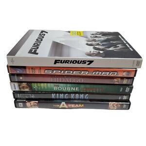 DVD Bundle Lot of 6 Movies Furious 7 Hidalgo Spiderman King Kong A Team Bourne